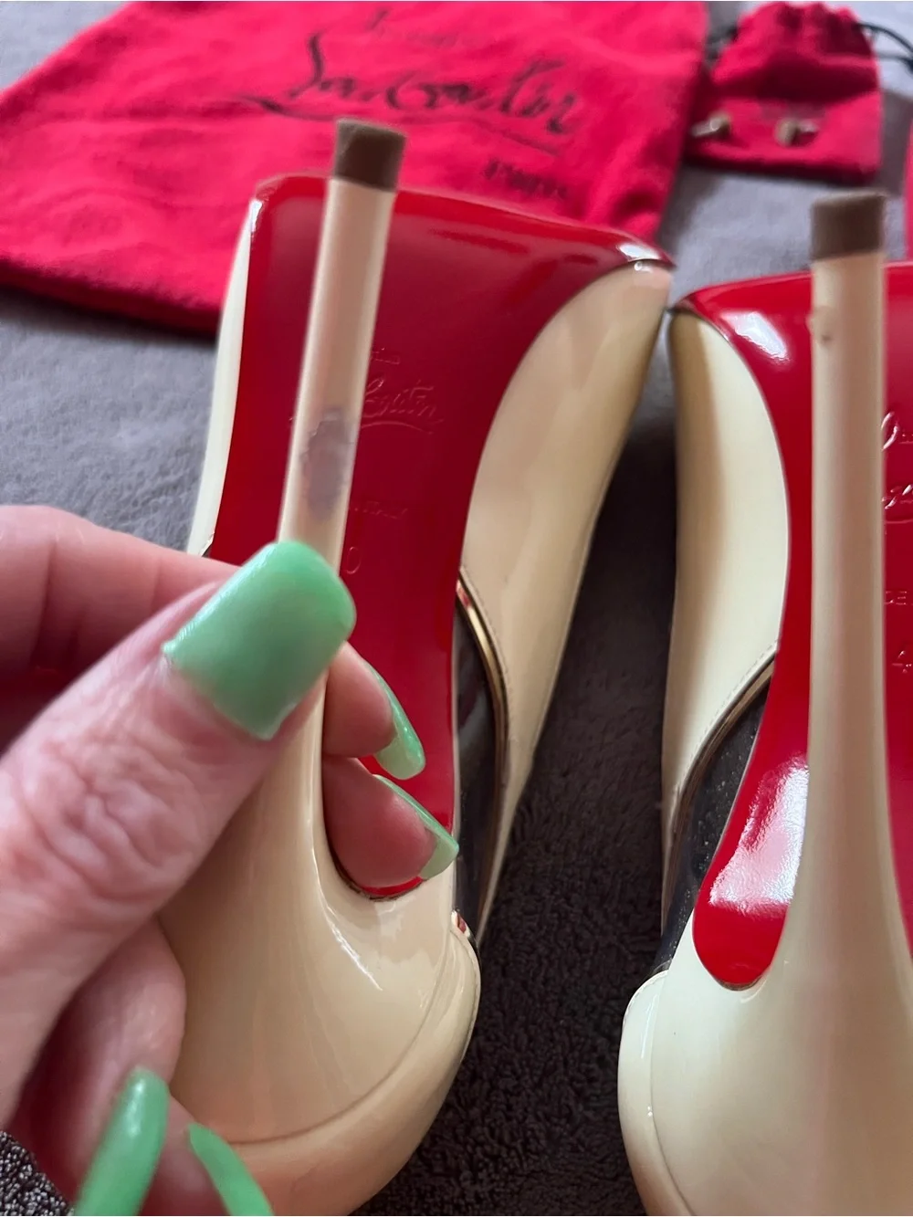 Christian Louboutin White Patent Leather Pointed Pumps
